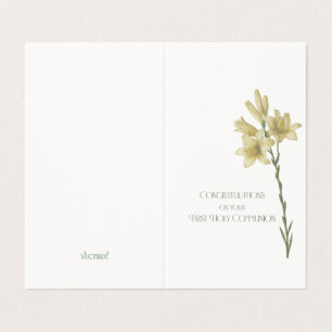 First Communion Card with Image of Lily by Redoute
