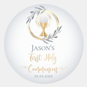 First Communion catholic boy Classic Round Sticker