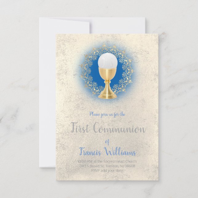 First Communion catholic boy Invitation (Front)