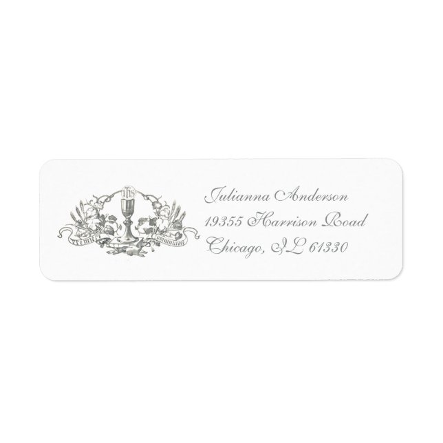 First Communion Catholic Eucharist Chalice  Return Address Label (Front)