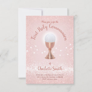 First Communion Catholic girl pink Invitation