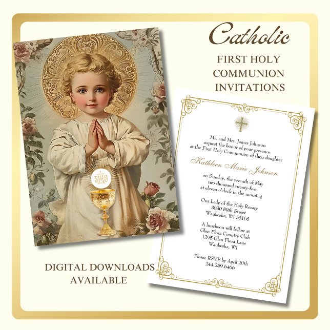 First Communion Catholic Jesus Eucharist  Invitation (Creator Uploaded)