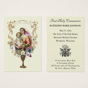 First Communion Catholic Remembrance Holy Card