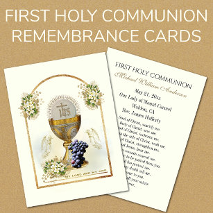 First  Communion Catholic Remembrance Holy Card