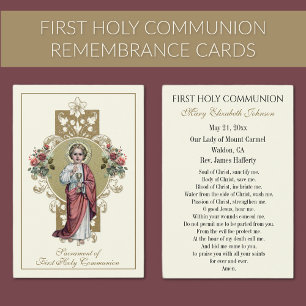 First Communion Catholic Remembrance Holy Card
