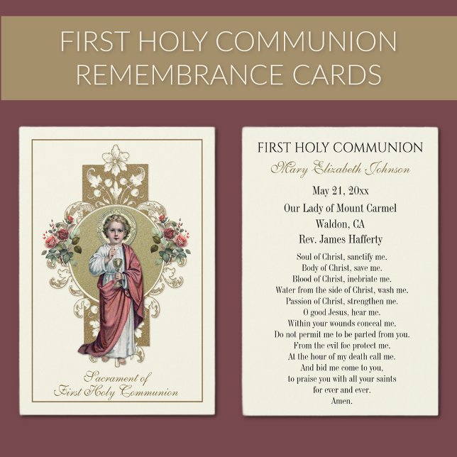 First Communion Catholic Remembrance Holy Card (Creator Uploaded)