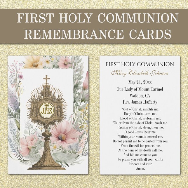 First Communion Catholic Remembrance Holy Card (Creator Uploaded)