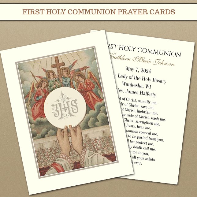First Communion Catholic Remembrance Holy Card (Creator Uploaded)