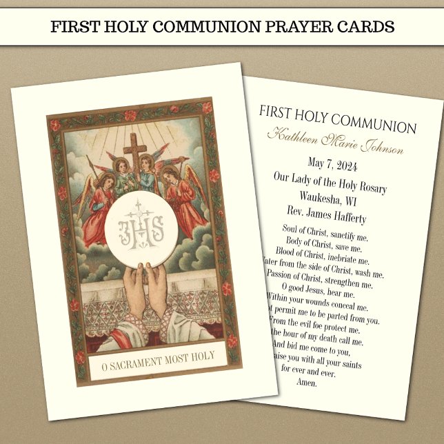 First Communion Catholic Remembrance Holy Card (Creator Uploaded)