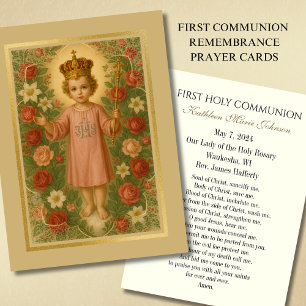 First Communion Catholic Remembrance Holy Card