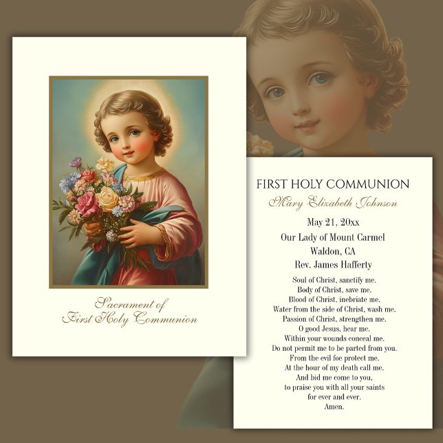 First Communion Catholic Remembrance Holy Card (Creator Uploaded)