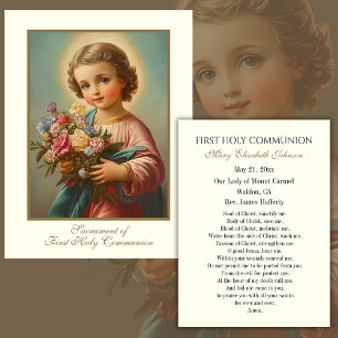 First Communion Catholic Remembrance Holy Card