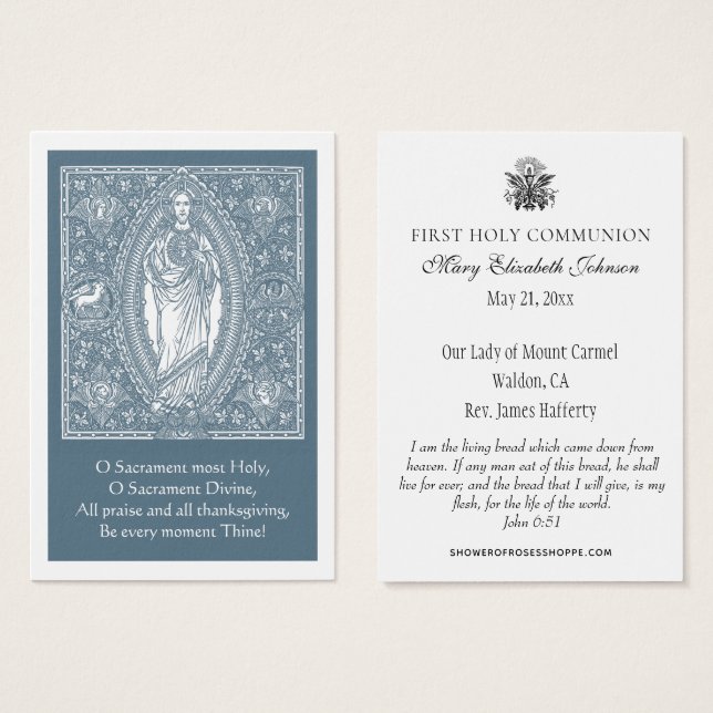 First Communion Catholic Remembrance Jesus Prayer (Front & Back)