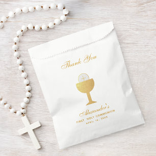 First Communion Chalice & Eucharist Faux Gold Foil Favour Bag