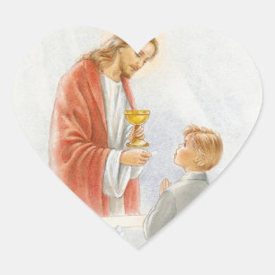 First communion confirmation boy heart sticker