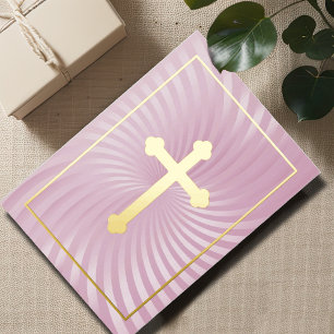 First Communion / Confirmation Pink Swirl Cross