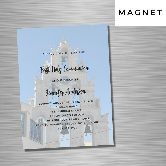 First Communion custom photo church luxury Magnetic Invitation (Creator Uploaded)