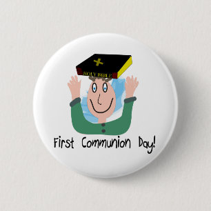 First Communion Day~~"Boy With Bible" 6 Cm Round Badge
