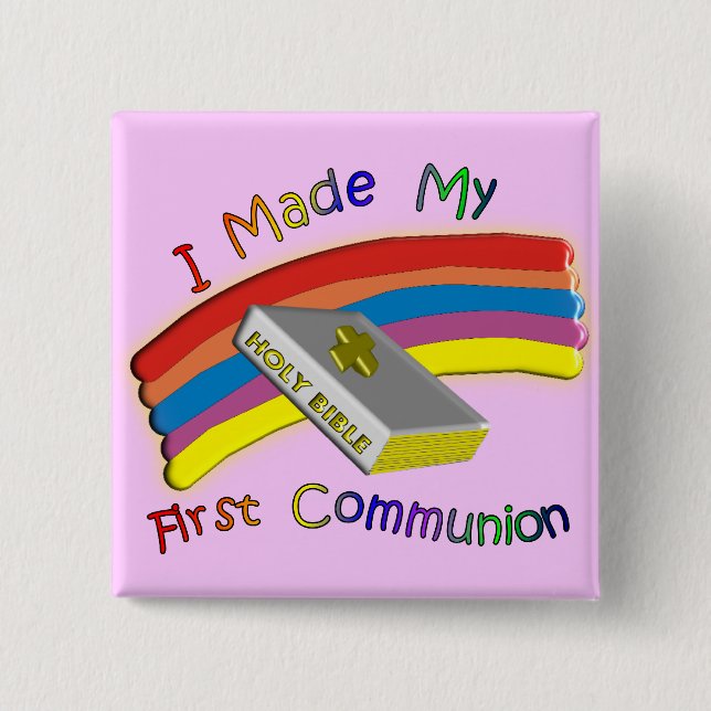 First Communion Day  T-Shirts & Gifts For Kids 15 Cm Square Badge (Front)