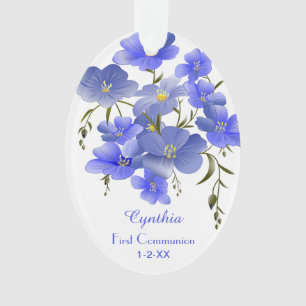 First Communion Elegant Floral Personalised Ornament