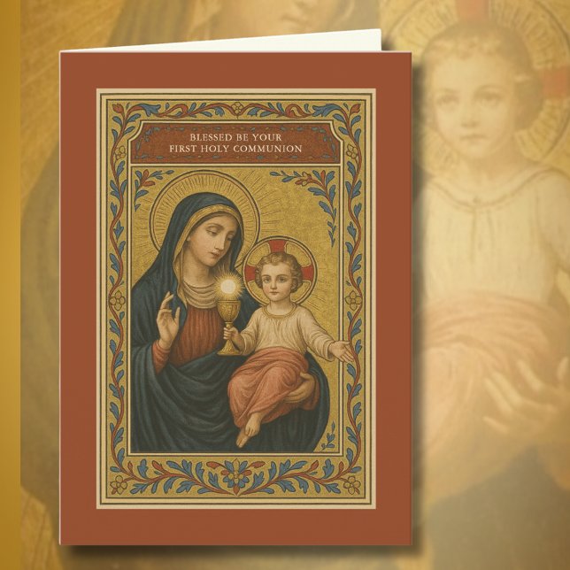 First Communion Eucharist Mary Jesus  Holiday Card (Creator Uploaded)
