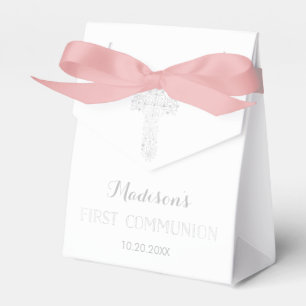 First Communion Favour Box, Silver Cross Box