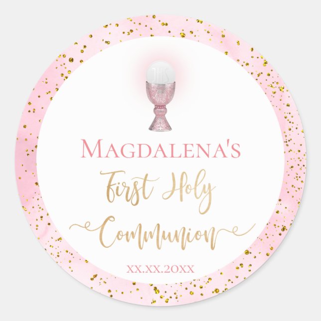 First Communion girl Classic Round Sticker (Front)