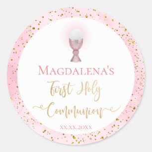 First Communion girl Classic Round Sticker