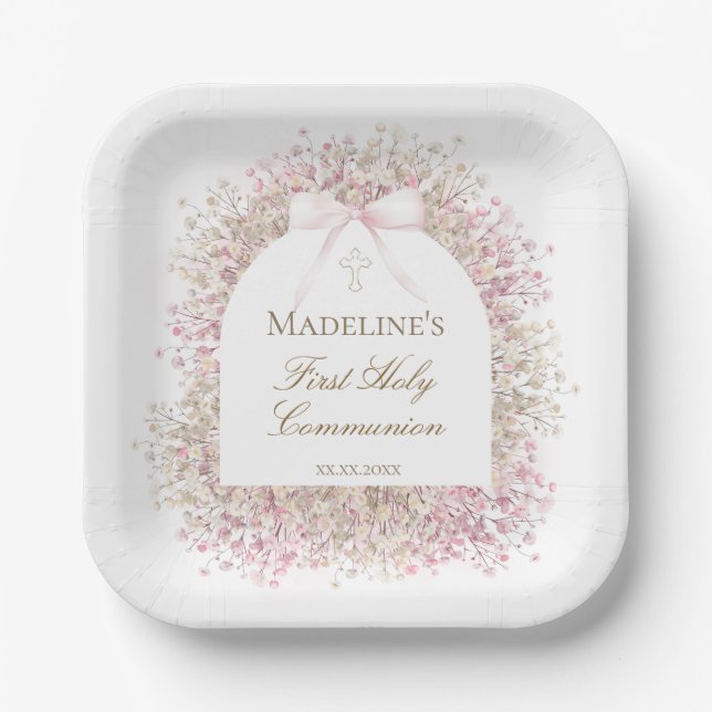 First Communion girl Paper Plate (Front)