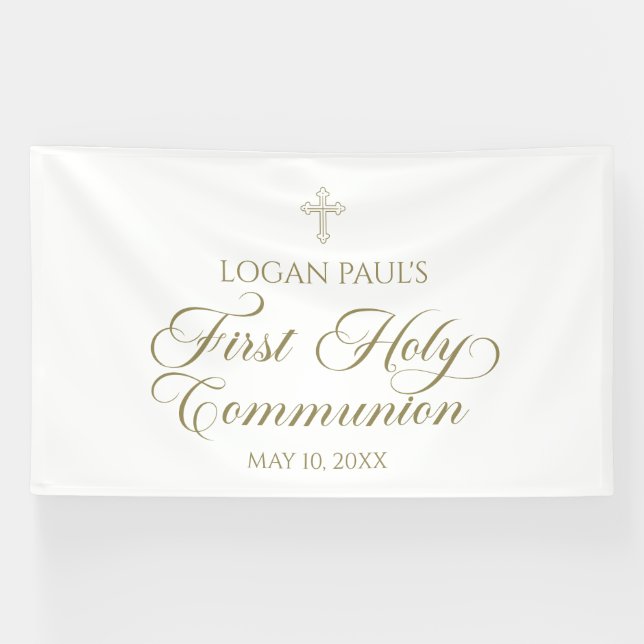 First Communion gold banner backdrop  (Horizontal)