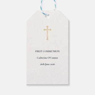 First Communion Gold Cross Gift Tags