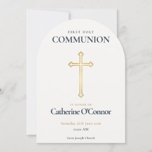 First Communion Gold Cross Invitation