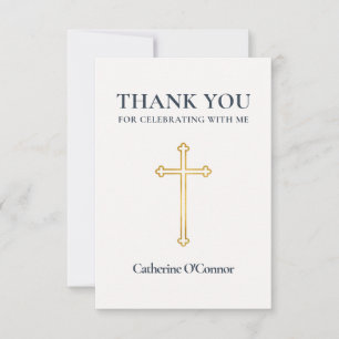 First Communion Gold Cross Thank You Card