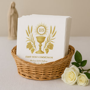 First Communion Gold Eucharist Chalice Napkin