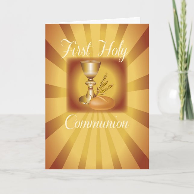 First Communion Gold Starburst with Wheat Card (Front)