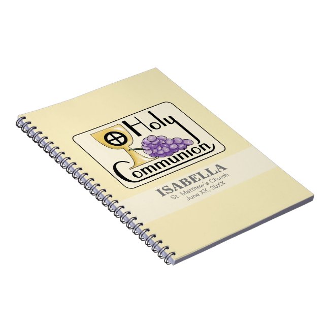 First Communion Grapes and Cup, Customisable Notebook (Right Side)