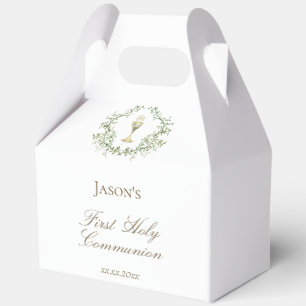 First Communion greenery crest chalice Favour Box