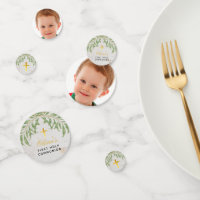 First Communion Greenery Faux Gold Marble Photo