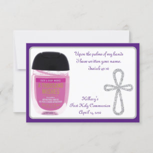 First Communion Hand Sanitizer Favour Cards