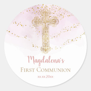First Communion holy cross Classic Round Sticker