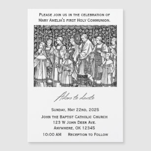 First Communion Invitation- Adoro te Devote Magnetic Invitation