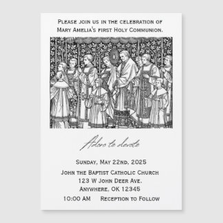 First Communion Invitation- Adoro te Devote Magnetic Invitation