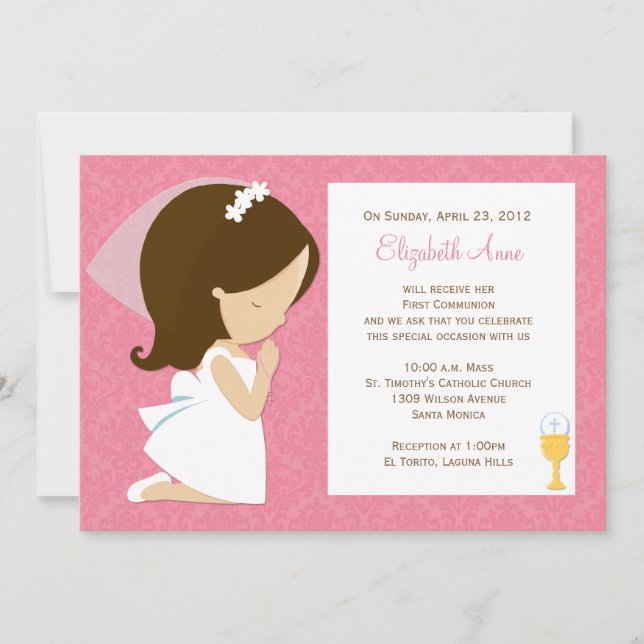 First Communion Invitation for Girl (Front)