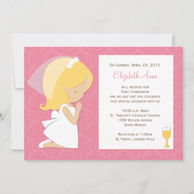 First Communion Invitation for Girl (Front)