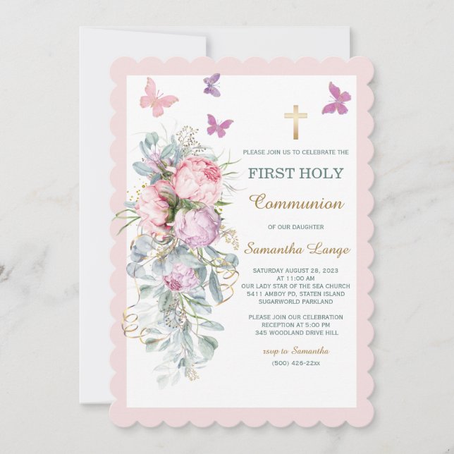 First Communion Invitation Girl (Front)