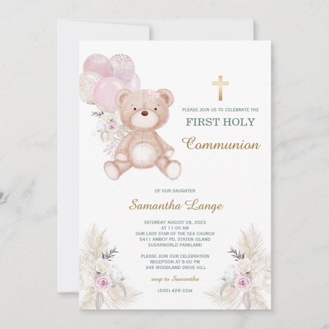 First Communion Invitation Girl (Front)