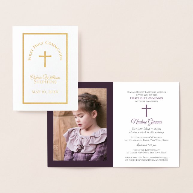 First Communion Invitation with Photo (Display)