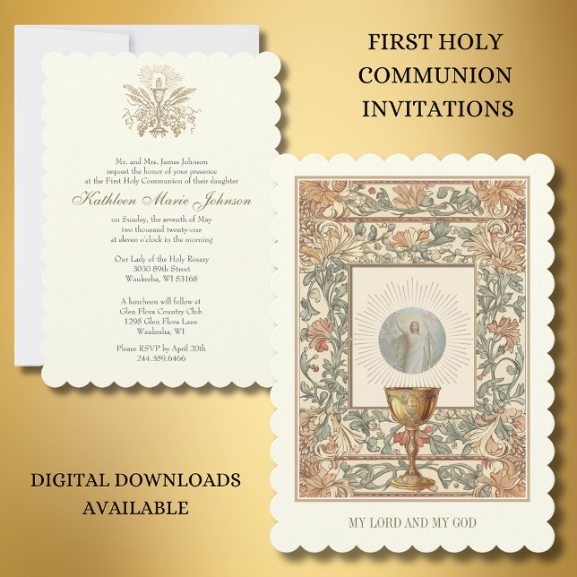 First Communion Jesus Resurrection Chalice Host Invitation (Creator Uploaded)