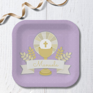 First communion, Lila first communion Paper Plate