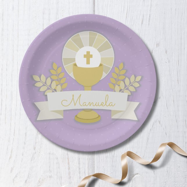 First communion, Lila first communion Paper Plate (Creator Uploaded)